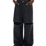 Coated Zip-Slit Jeans