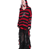 Distressed V-Neck Hoodie