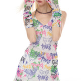 Graffiti mesh dress