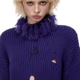 Fringed High-Neck Knit